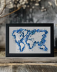 Plakat - Blue strokes world map