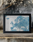 Poster - Blue detailed map of Europe