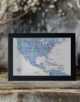 Poster - Blue map of the USA and the Caribbean sea