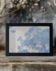 Plakat - Light blue watercolor detailed map of Europe