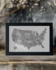 Poster - Gray watercolor map of the US