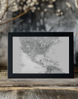 Plakat - Gray map of USA and the Caribbean sea