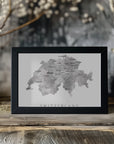 Poster - Gray watercolor map of Switzerland