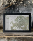Poster - Green detailed map of Europe