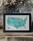Poster - Aquamarine watercolor US map