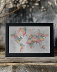 Plakat - Watercolor world map with cities, Zadie