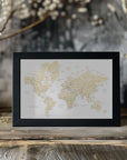 Plakat - Soft florals world map with cities, Remy