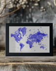 Plakat - Watercolor world map with cities, Uyen