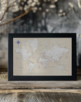 Plakat - Rustic world map with cities, Deuce