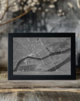 Plakat - Gray vintage map of Nantes downtown France