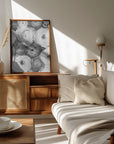 Plakat - Scattered ranunculus grayscale II