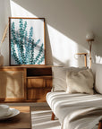 Plakat - Watercolor eucalyptus branch in teal