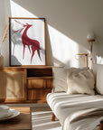 Poster - Stylized retro deer (red)