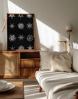 Plakat - Twelve geometric snowflakes in black