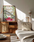Plakat - Floral wreath deck the halls