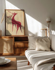 Poster - Stylized retro deer red/tan
