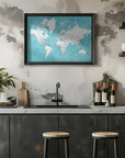 Poster - Detailed world map with cities Idrak
