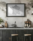 Poster - Gray map of France