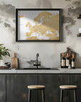 Poster - Golden detailed map of Europe
