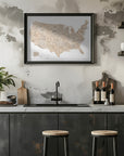 Poster - Taupe watercolor US map