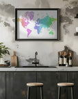 Plakat - Jude watercolor world map