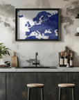 Plakat - Navy blue detailed map of Europe