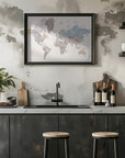 Plakat - Mahler highly detailed world map with cities
