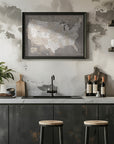 Poster - Highly detailed map of the United States, dark taupe