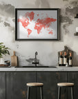 Plakat - World map with outlined countries, Coralinah