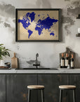 Plakat - Rustic world map with cities, Korinne
