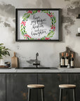 Poster - Watercolor wreath with holiday wishes