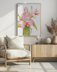 Plakat - Pink watercolor alstroemeria
