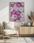 Poster - Scattered ranunculus in pink I