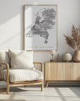 Plakat - Gray map of the Netherlands