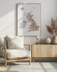 Plakat - Taupe map of the United Kingdom