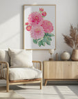 Plakat - Pacey pink watercolor bouquet