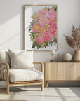 Plakat - Rekha floral art in light pink watercolor