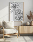 Plakat - Sally's peonies in black and white