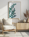 Plakat - Teal watercolor eucalyptus II