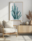 Plakat - Watercolor eucalyptus branch in teal