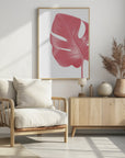 Poster - Pink monstera leaf