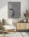 Plakat - Gray vintage map of Toulouse downtown France