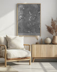 Plakat - Gray vintage map of Saint Etienne downtown France