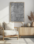 Poster - Map of Wichita (Kansas, USA) in gray vintage style