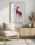 Poster - Stylized retro deer (red)