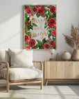 Plakat - Merry and bright holiday roses