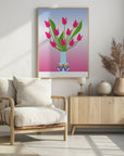 Poster - Tulips in the rainbow vase