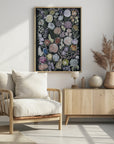 Poster - Ragni moody flowers in white