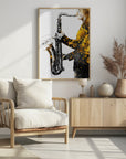 Poster - Black and Gold Music Art Saxophone2