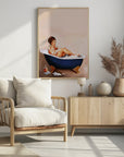 Poster - Bathtub Drinks: Pinup Girl Drinking In Bathroom